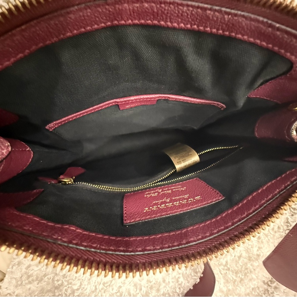 BURBERRY Helmsley Burgundy Leather House Check Adjustable Crossbody Bag - Picture 12 of 16